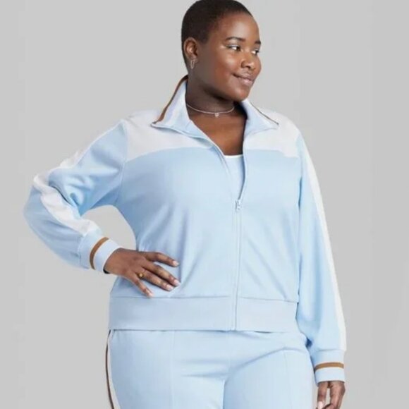 Wild Fable Light Blue and White Zip-Up Hoodie - Picture 1 of 3